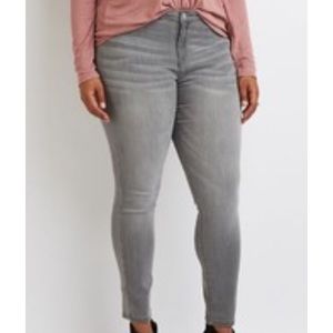 Charlotte Russe Grey Distressed Skinny Jeans - Size 22